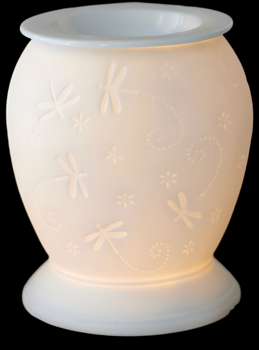 Dragonfly or Tree Of Life White Ceramic Electric Oil Burner/Wax Warmer