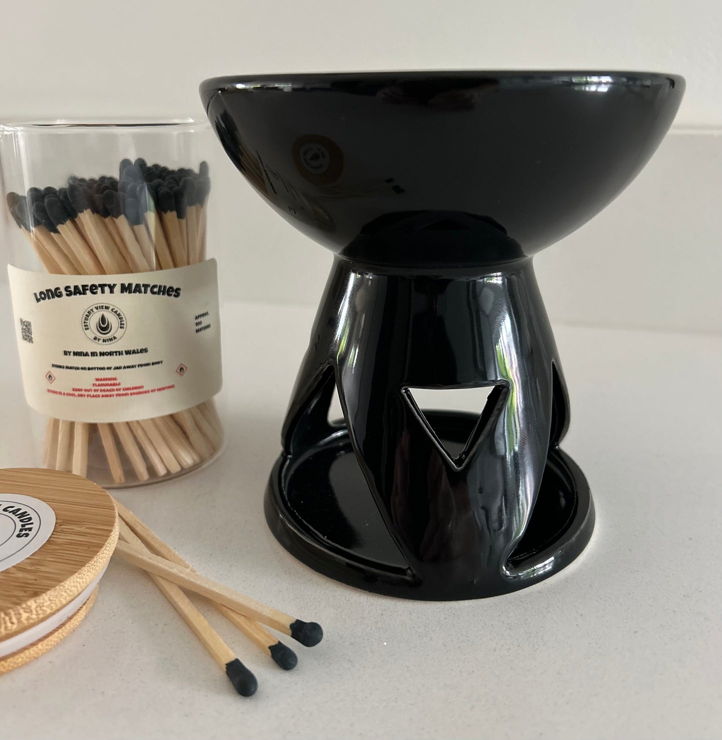 Geometric Black Gloss Oil Burner/Wax Warmer
