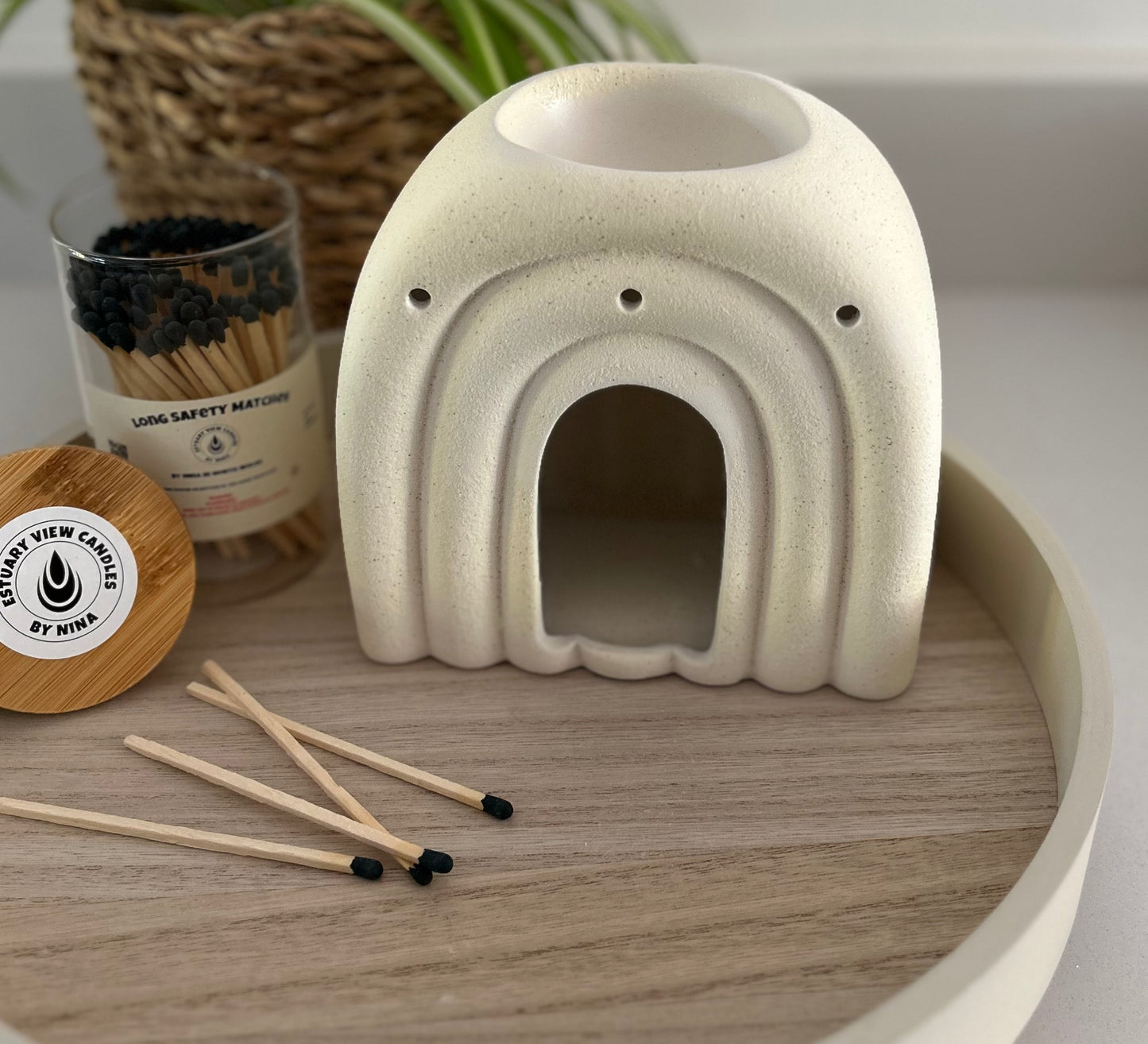 Cream Speckle Minimalist Arch Oil Burner/Wax Warmer