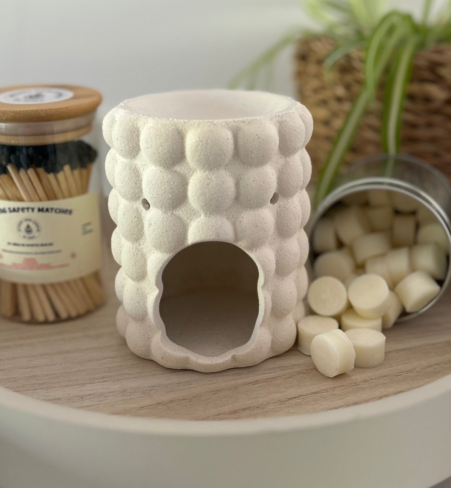 Cream Speckle Minimalist Bubble Oil Burner/Wax Warmer