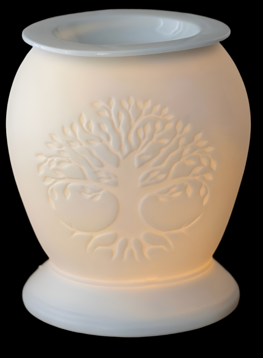 Dragonfly or Tree Of Life White Ceramic Electric Oil Burner/Wax Warmer