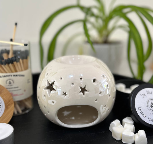 White Iridescent Star Oil Burner/Wax Warmer