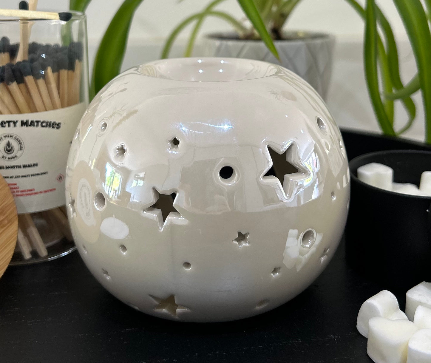 White Iridescent Star Oil Burner/Wax Warmer