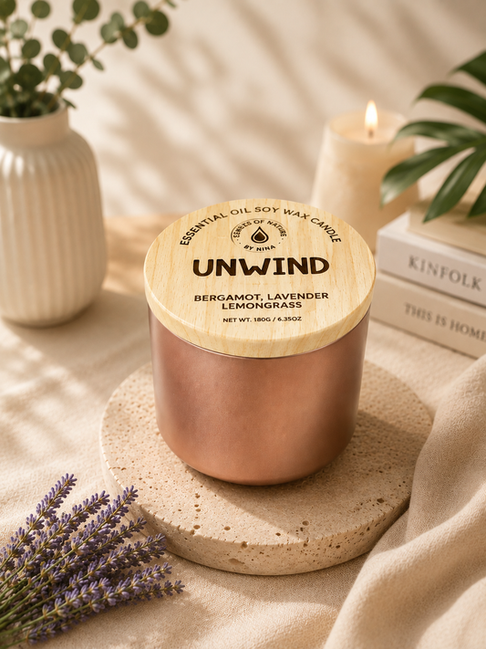 ‘Unwind’ Bergamot, Lavender & Lemongrass Candle